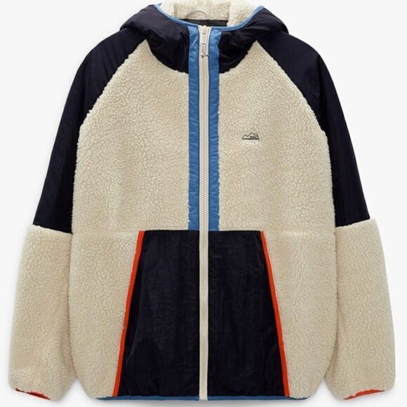 Zara Fleece Jacket Hooded New XL
